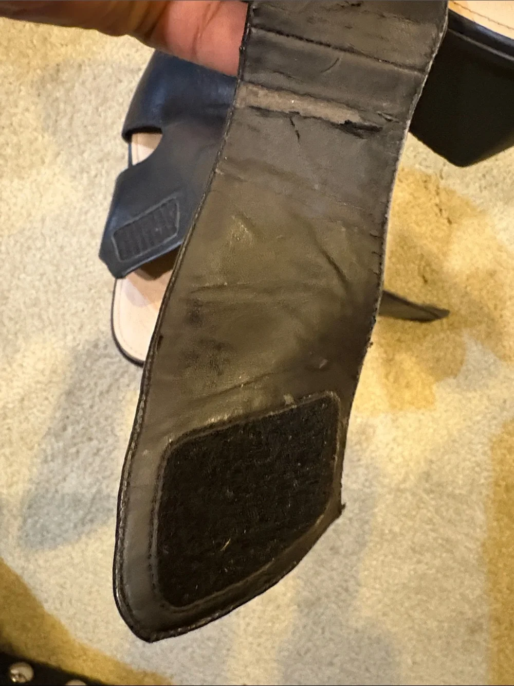 Naya “Seeker” Black Leather Open-Toe Wedge Sandals-Size 11